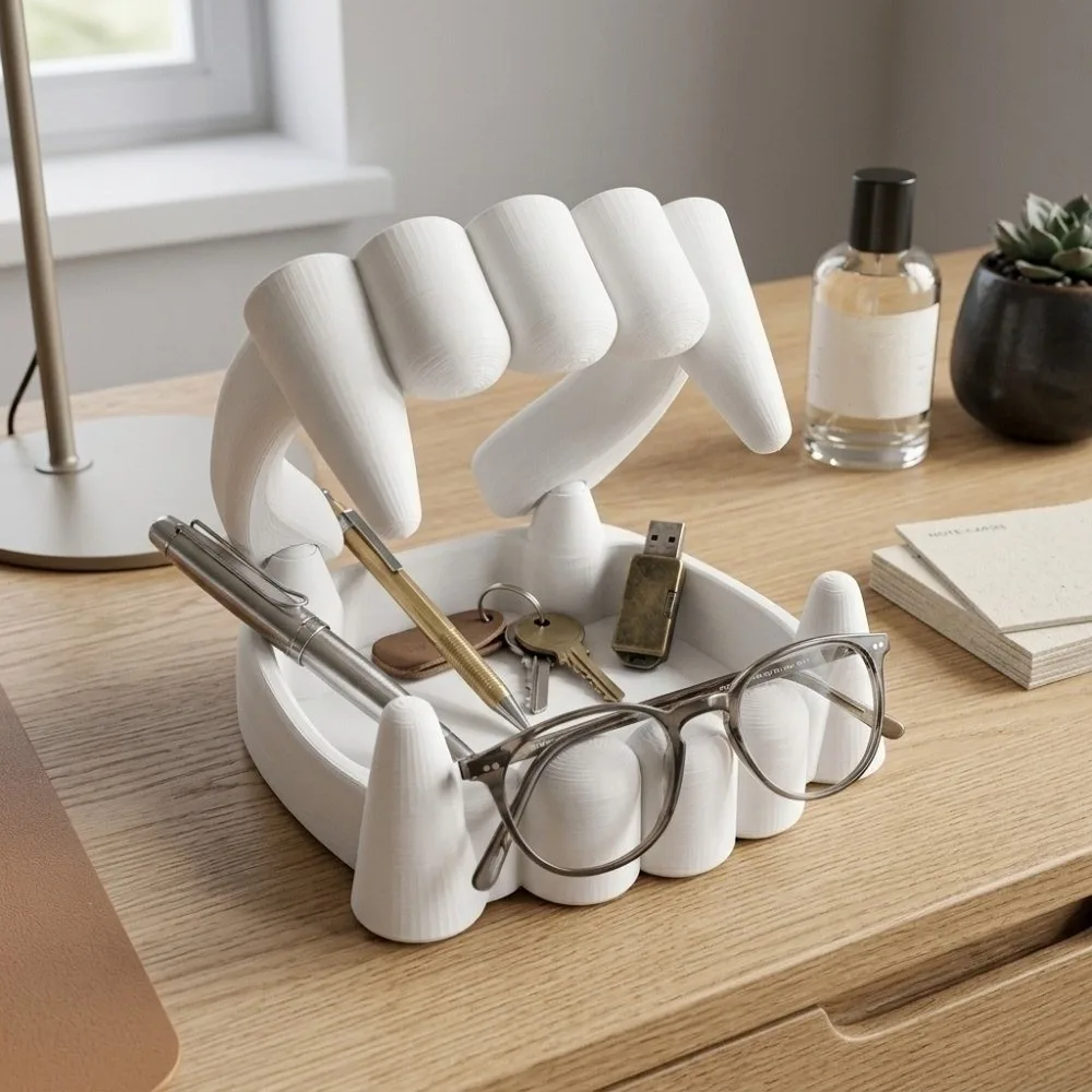 3D Printing Halloween Bowl Table Ornaments Jewelry Holder Halloween Decorations Spooky Funny Ghost Teeth Candy Bowl Organizer
