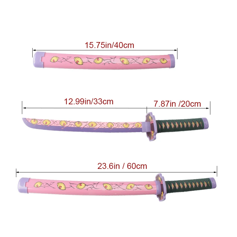 Anime Katana 23.6in/60cm Character Cosplay Stage Props Bamboo Blade Toy Swords Manga pattern Party Gifts Halloween costume props