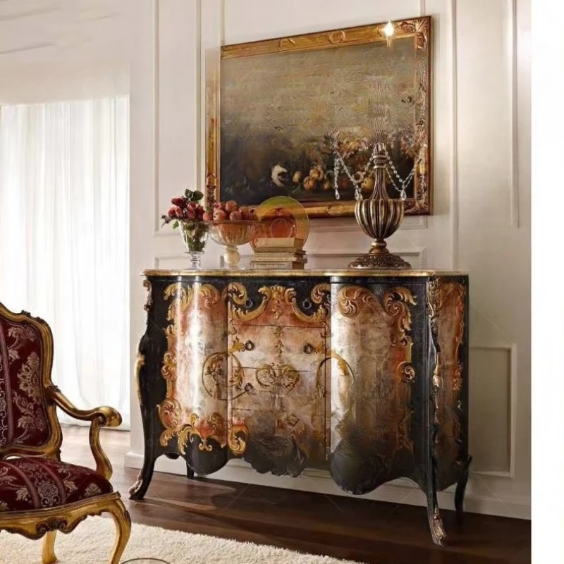 Furniture Antique Luxury Black Wood Living Room Cabinet