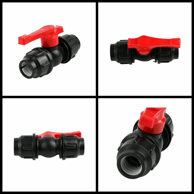 Water-saving Ball Valve PE Pipe Union Quick Tube Connector Garden Fittings Agricultural Accessories I.D 20mm~63mm 1PC