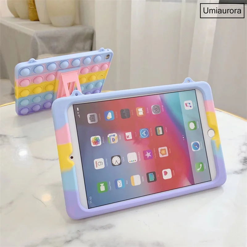 For Samsung Galaxy Tab A6 7.0 inch 2016 SM-T280 SM-T285 T280 Tablet Kids Rainbow Bubble Tablet Case Stand Silicone Cover Funda