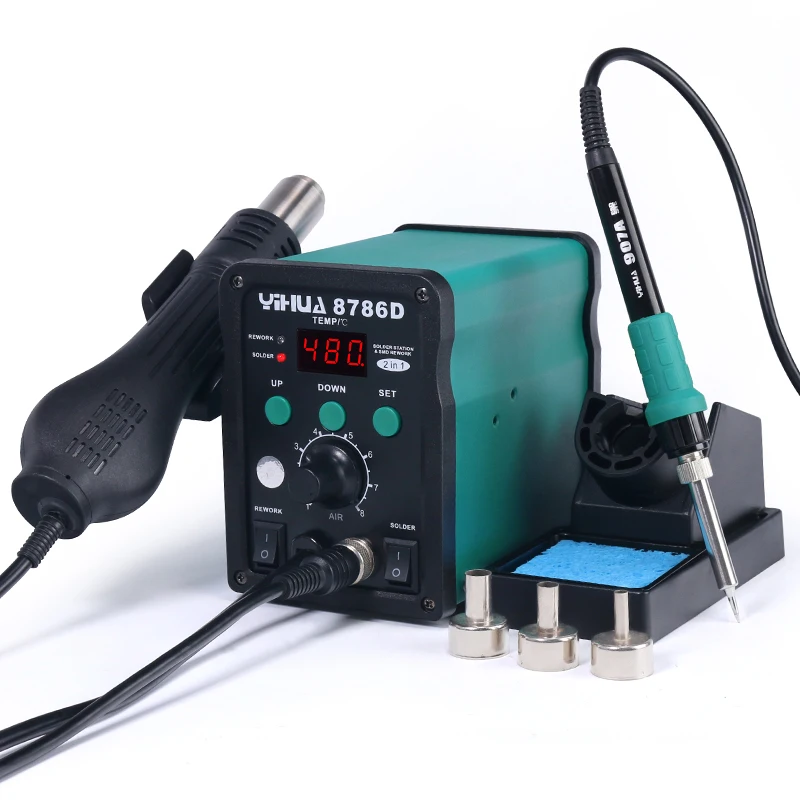 

YIHUA 8786D Soldering Iron Hot Air Soldering Station 110V 220V Plug DIY Digital Rework Station Phone Repair BGA SMD Solder Tools