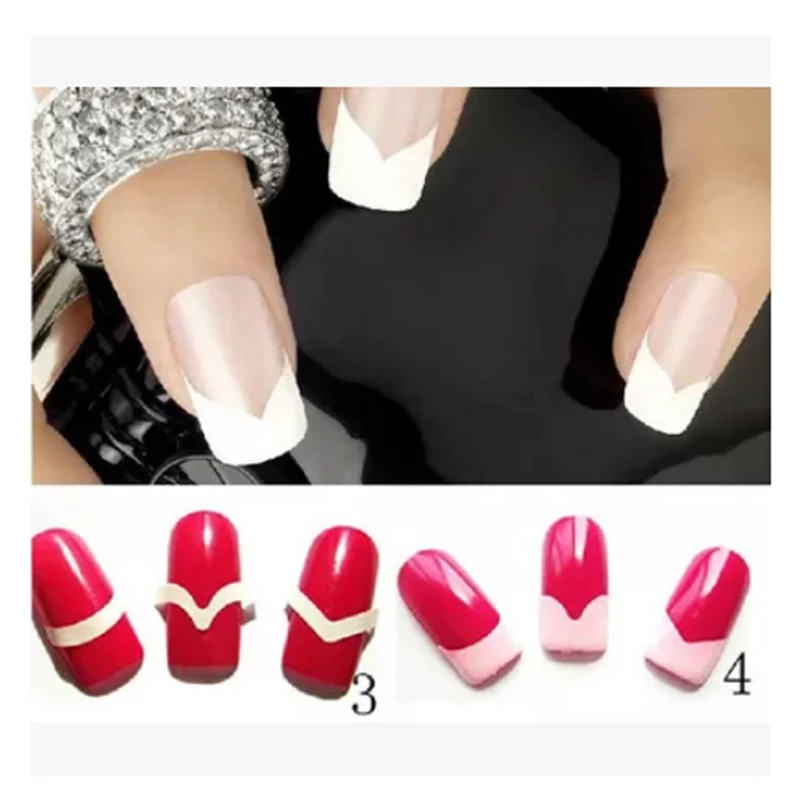 Hermosas guías de punta de sonrisa de manicura francesa, pegatinas de Arte de uñas DIY, 5 paquetes, superventas