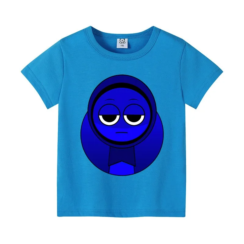 Sprunki Cotton T-shirt for Children Anime Cartoon Cute Short Sleeved Shirt Boys Girls Summer Hip Hop Fashion Top Kids Clothes