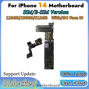 Bilashmart E SIM/SIM Version Motherboard iPhone 14 Cleaned iCloud Unlocked Mainboard With/NO Face ID Support IOS Update Logic Board