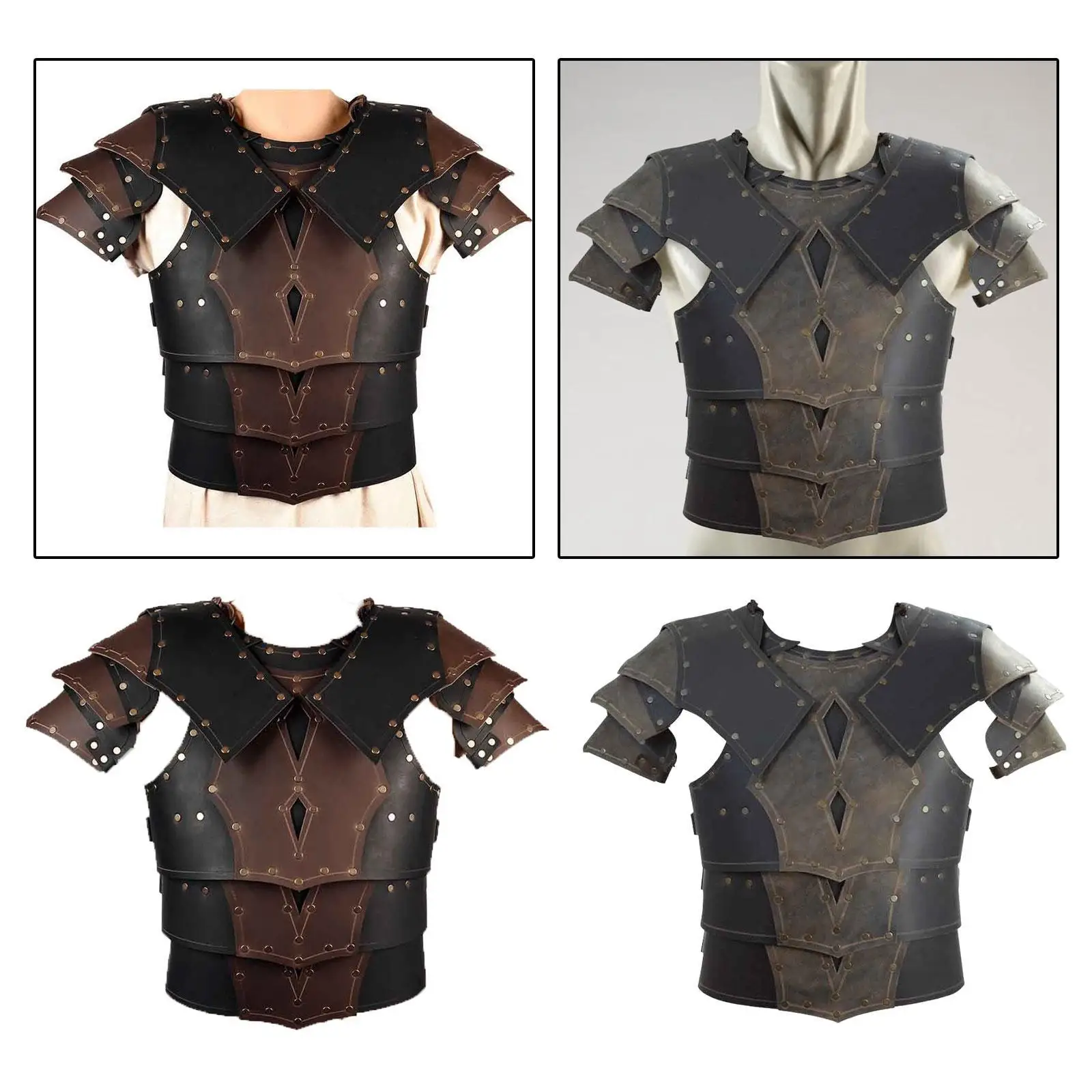 Medieval Chest Armor Steampunk for Men Decorative Gothic Knight Costume PU Leather for Fancy Dress Men Women Party Adults Knight