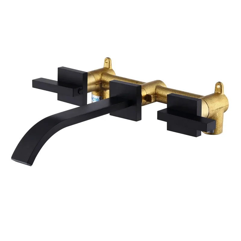 

plumbing, wall out, faucet, three holes, hot and cold, concealed, basin, black, into the wall