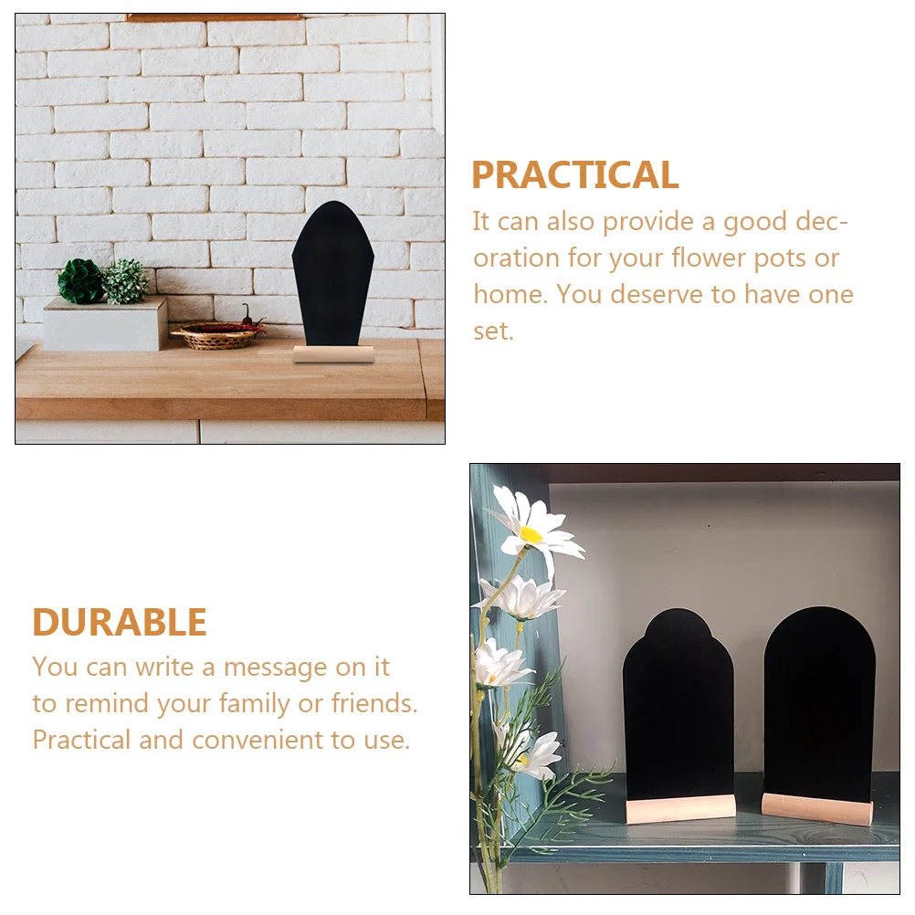 3 Pcs Wooden Tombstone Decoration Blackboards Decorations Reusable Chalk Two-sided European Style Easter Message Mini Adorns