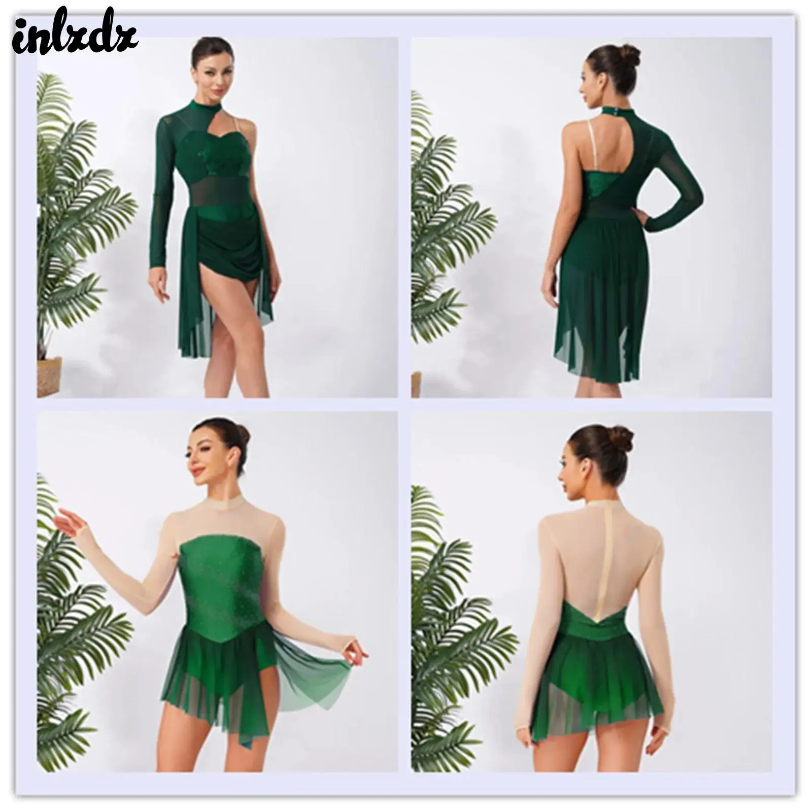 

Womens Gymnastics Ballet Jersey Artistic Figure Skating Dance Performance Costume Rhinestone Rhythm Latin Lyrical Dance Dress