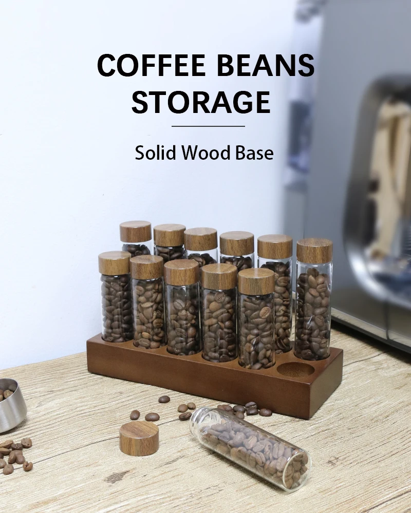 Kaffeebohnen Lagerung Container Rohr Display Rack Tee Flasche Glas Einzelne Dosis Espresso Zubehör Coffeware Set Barista Werkzeug Geschenk – Detail 5