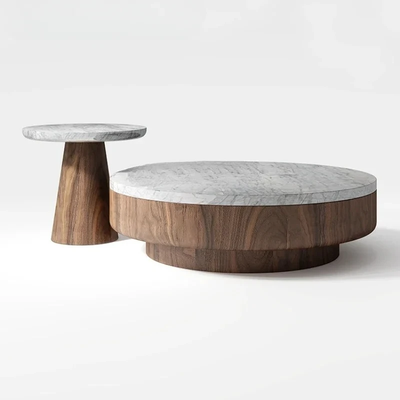 

A15 Мраморный круглый журнальный столик в стиле ретро, комбинация для гостиной, дома, современный минималистский китайский стиль, дизайнер цвета ореха