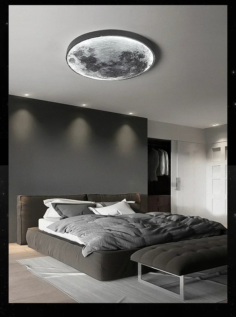 Modern Moon Led Wall Lamp Creative Mural Living Room Background Wall Bedside Wall Light Decoration Lamp Minimalist Art