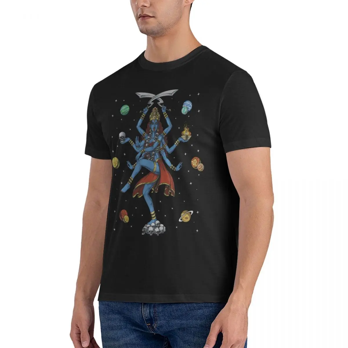 Hindu Goddess Kali Indian Culture Mens Clothing Printed Cotton T-Shirt Streetwear Tops Tees For Men