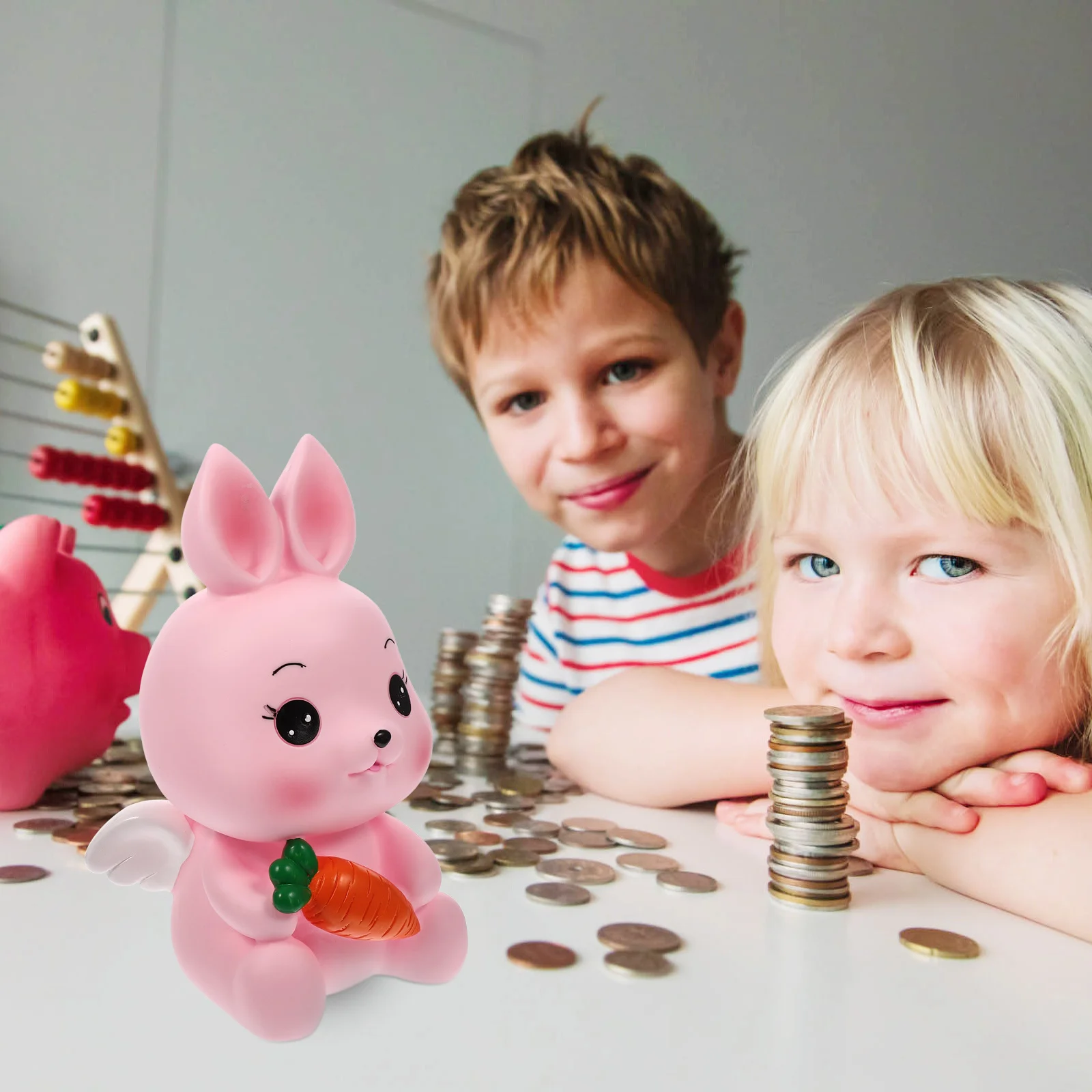 กระปุกออมสินรูปกระต่ายน่ารัก กล่องเก็บเหรียญ ของตกแต่งห้องเด็ก ของขวัญคริสต์มาส ปีใหม่ สำหรับเด็กผู้หญิง กระปุกออมสินสร้างสรรค์