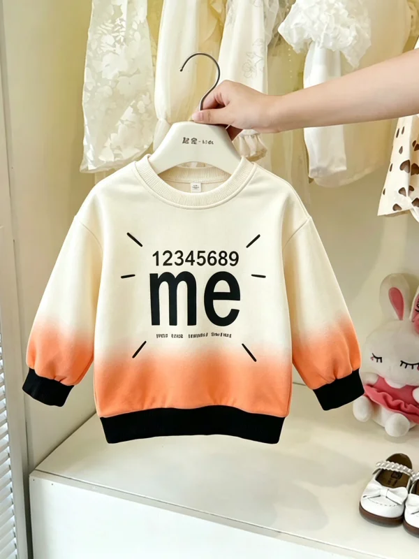 Girls' Loose Fit round Neck Sweatshirt Letter Print Base Layer Top Autumn Design Gradient Color 2026 New Style Children's T-s...