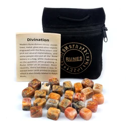 1set Natural Semi-precious Stone Divination Symbol Square Block Stone Ornaments Healing Gemstone Accessories Gitfs