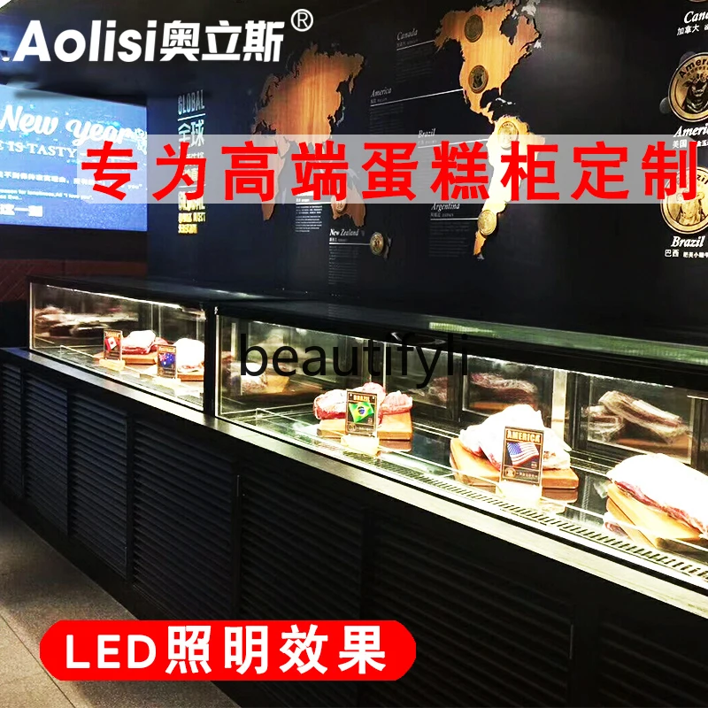 Vetrina refrigerata per torte curve, frutta, delicatessen, dessert, armadietto per la conservazione della freschezza, congelatore commerciale in vetro raffreddato ad aria