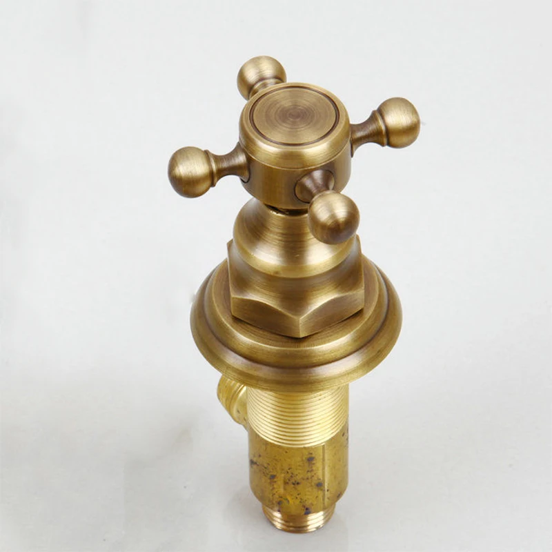 KEMAIDI Antique Brass Basin Tap Handle Durable Unique Design Hot & Cold Control Valve Mixer Handle Shower Faucet Switch