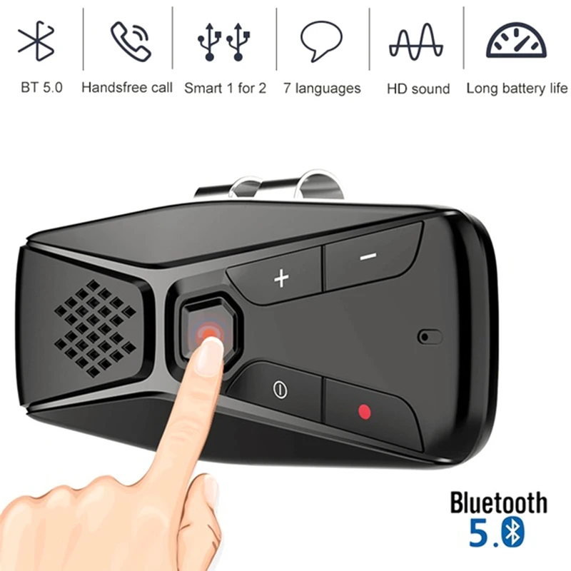 

JaJaBor Bluetooth Car Kit Handsfree Speakerphone Wireless with Microphone Bluetooth 5.0 Automatic Shut Down and Auto Connect