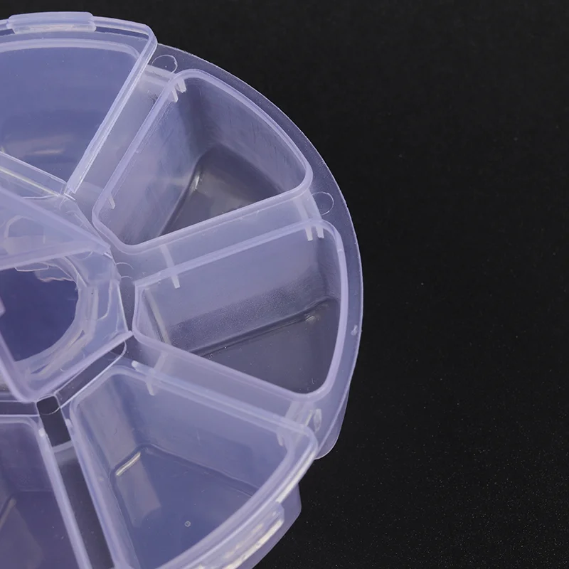 กล่องเครื่องมืออุปกรณ์เสริมสำหรับนาฬิกากล่องเก็บของพลาสติกกล่องส่วนประกอบ8กริดกล่องอะไหล่ทรงกลมสำหรับซ่อมนาฬิกา