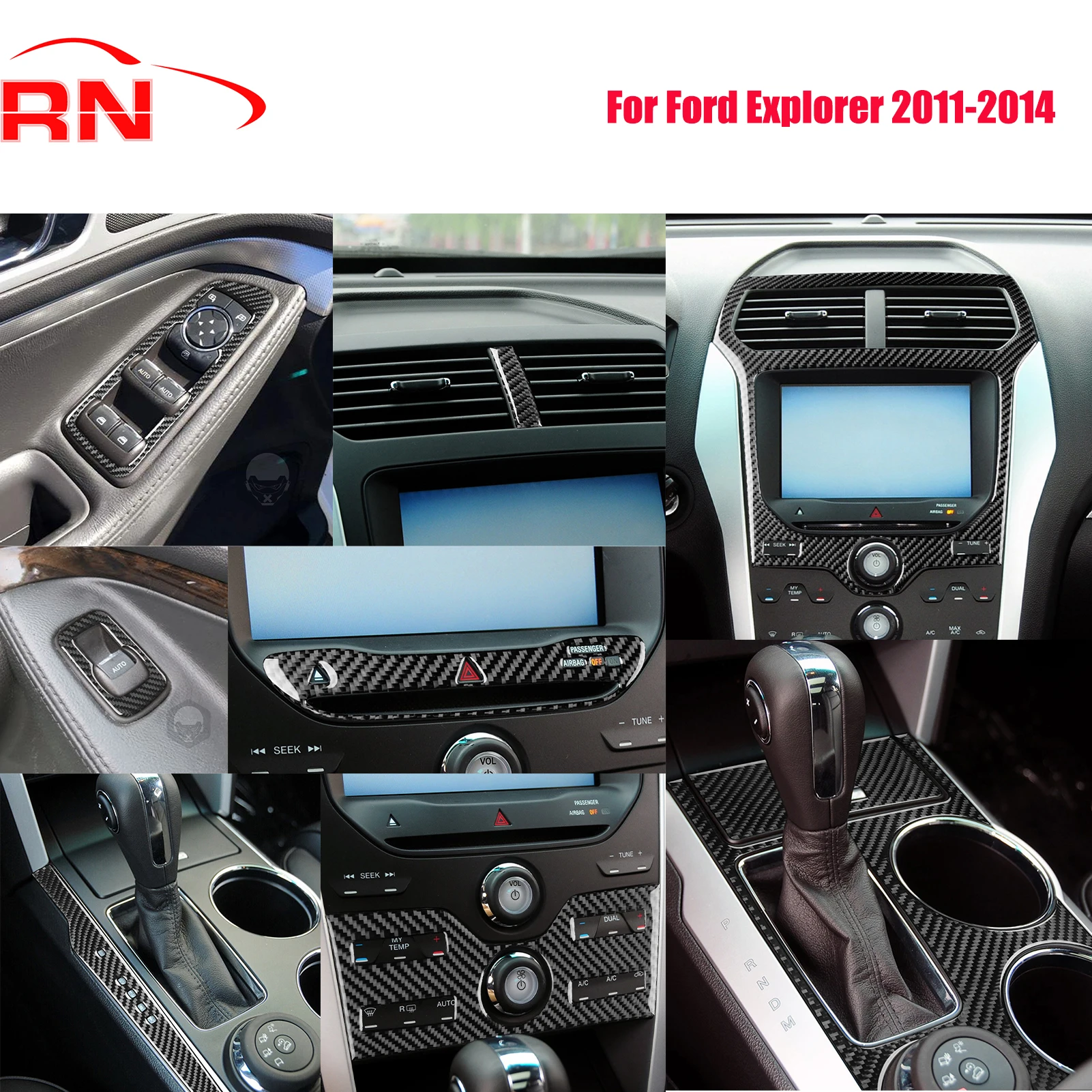 

Для Ford Explorer 2011-2014 модифицированный углеродное волокно автомобильный руль шестерня дверная панель внутренний полный комплект декоративных наклеек