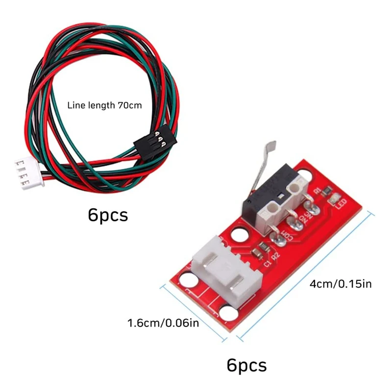 6 Pack RAMPS 1.4 Mechanical Endstop Limit Switch with Cable for 3D Printer RepRap Prusa Mendel CNC for Arduino Mega 2560