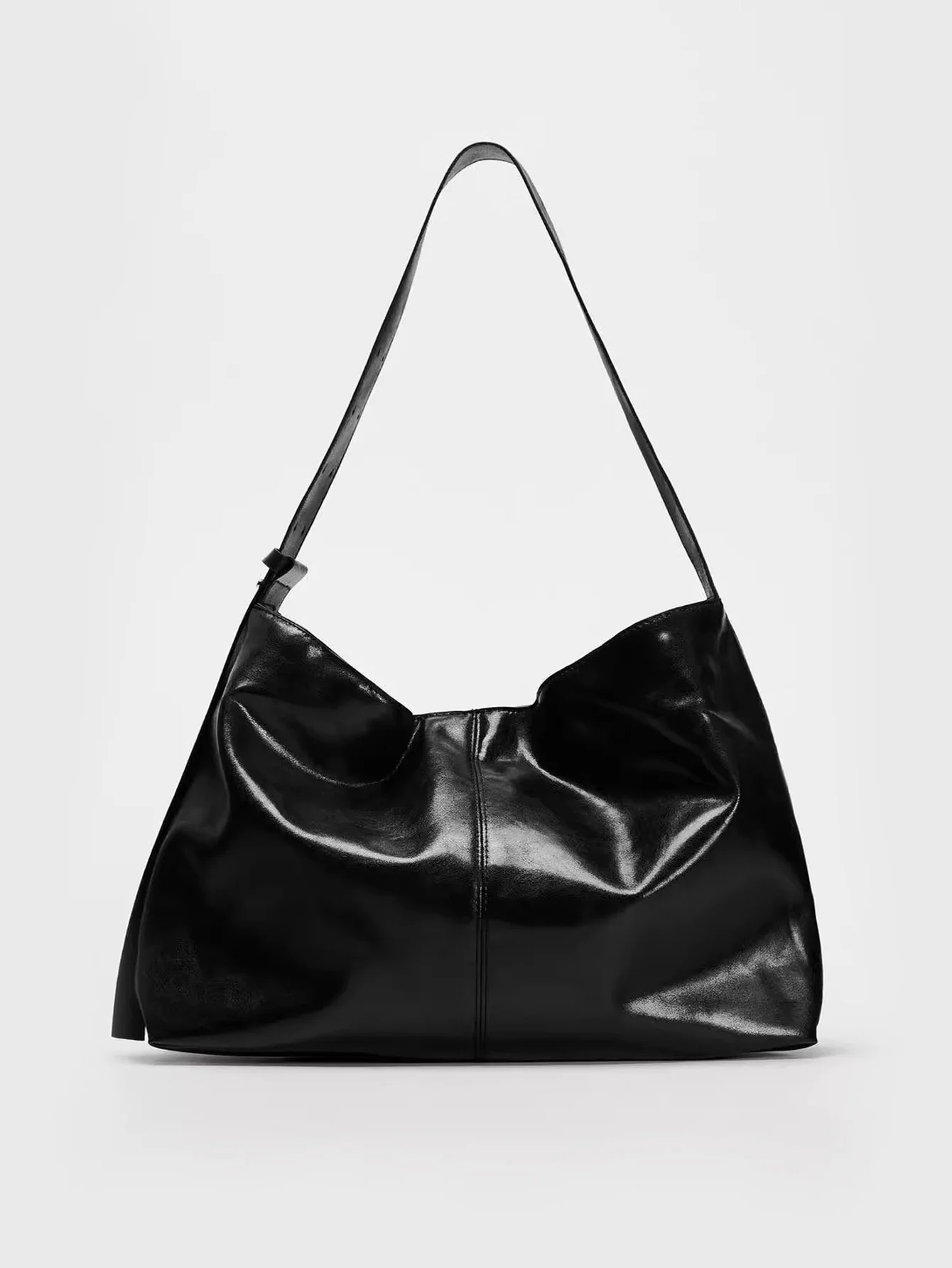 

New Black Large Capacity Commuter Leisure Single Shoulder Soft Leather Diagonal Cross Tote Bag for Autumn and Winter