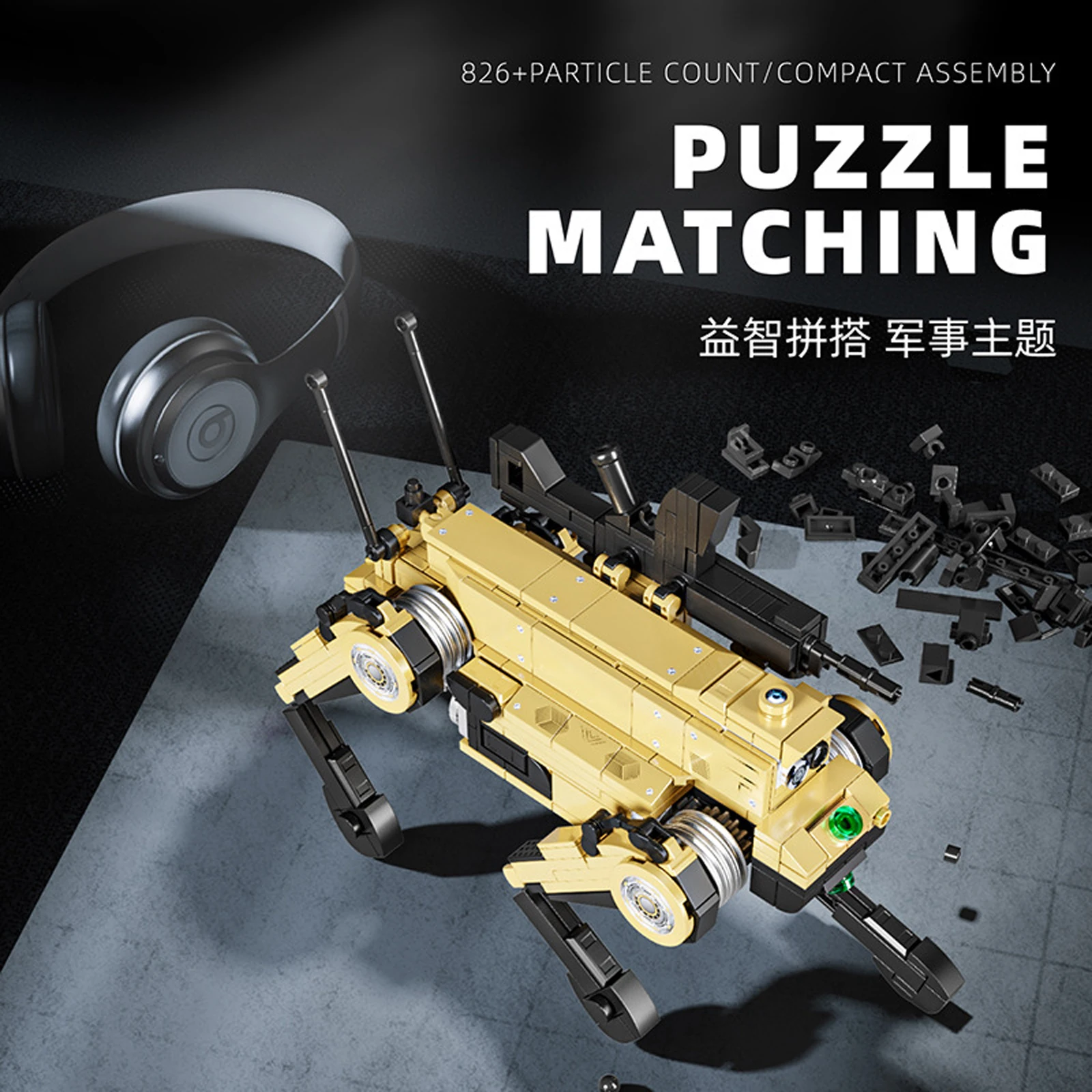 66073 Model Militer Anjing Robot Realistis 826 Buah Mainan STEM Kit Serigala Mekanis Blok Bangunan untuk Hadiah Tampilan Kolektor Anak-anak