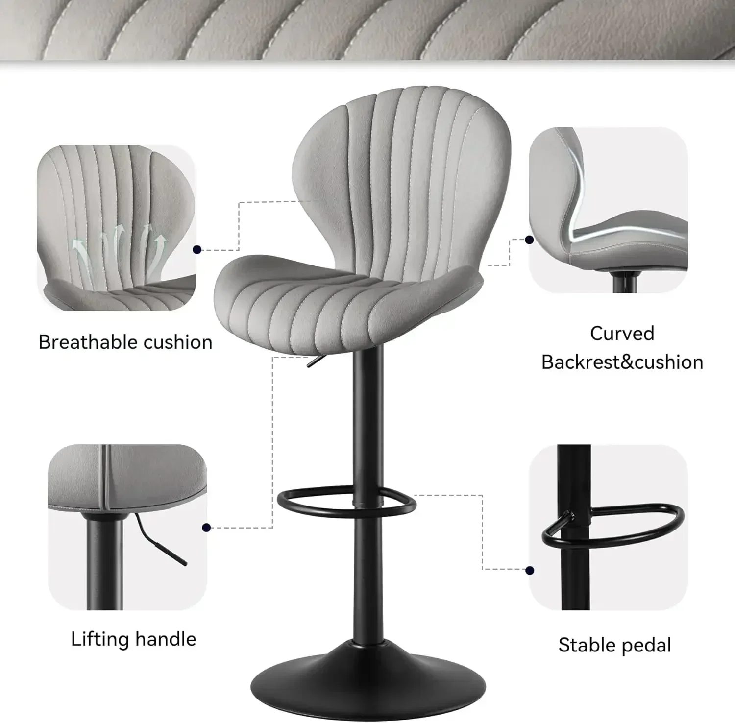 

[New Arrival, Free Shipping!]3 Modern Swivel Bar Chairs, Barstools Counter Height with High Backrest, Easy 3-5 Minute Assembly f
