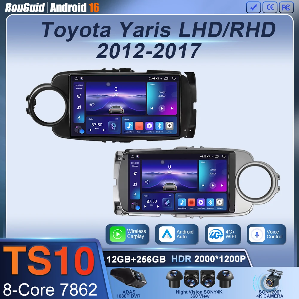 

Car Radio Android 16 Carplay For Toyota Yaris 2012 2013 2014 2015 2016 2017 Navigation GPS Multimedia Player Stereo WIFI BT Auto
