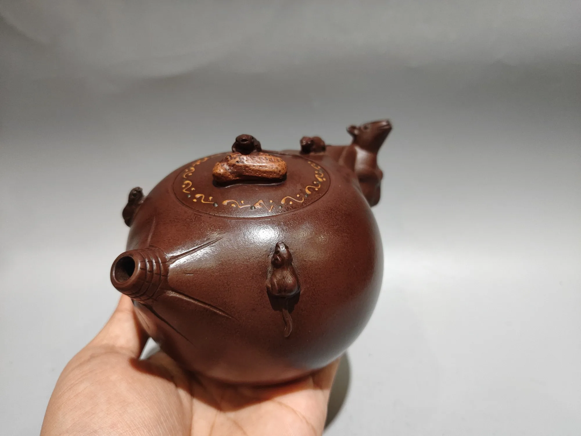 Yixing Purple Clay Pot Mouse statue Five Rats Bring Wealth Corn shaped pot kettle teapot Tea Charm