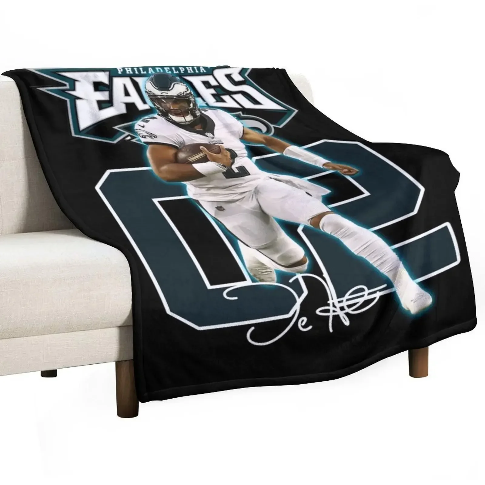 Jalen Hurts Football Signature Vintage Retro 80s 90s Rap Style Perfect Gift For Football Lovers Throw Blanket Sofa Blankets