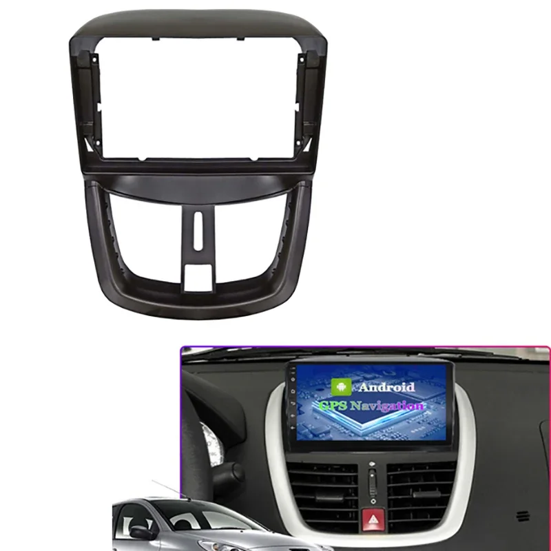 

OLAVGDN New-9 Inch Car Fascia Audio Fitting Adaptor Navigation Panel Kits Car DVD Frame Dashboard For PEUGEOT 207 2002-2010