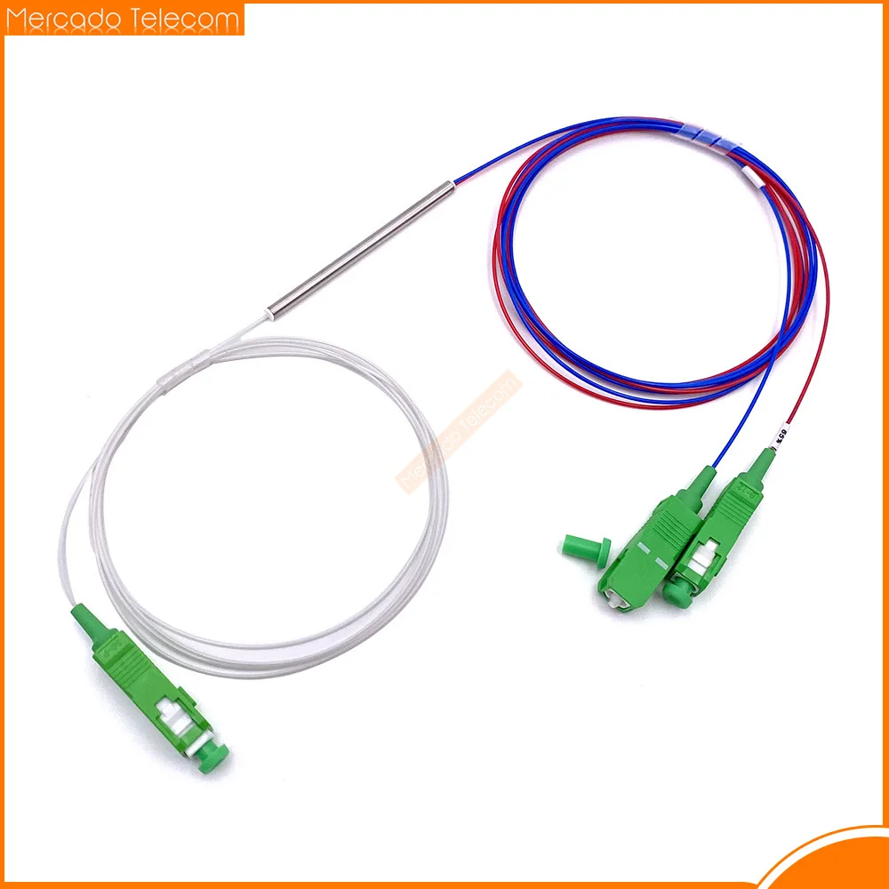 

10 Pieces /Lot fiber optic FBT splitter with connector SC APC 1x2 0.9mm unbalanced coupler 70/30 60/40 optional split ratio