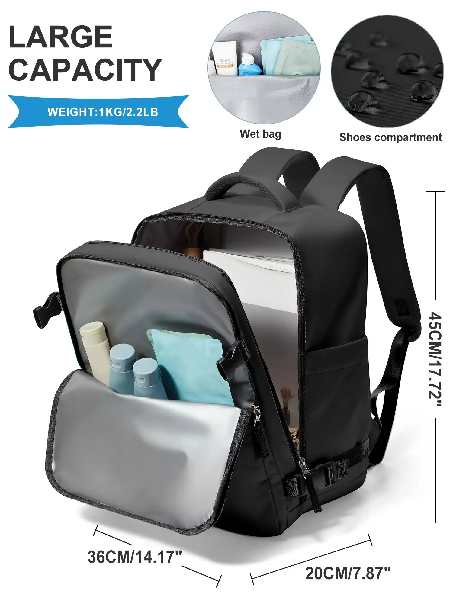 EasyJet Hand Luggage 45x36x20 Backpack Men's Backpack, Women's Executive Backpack Large Capacity Travel Backpack Laptop Backpack