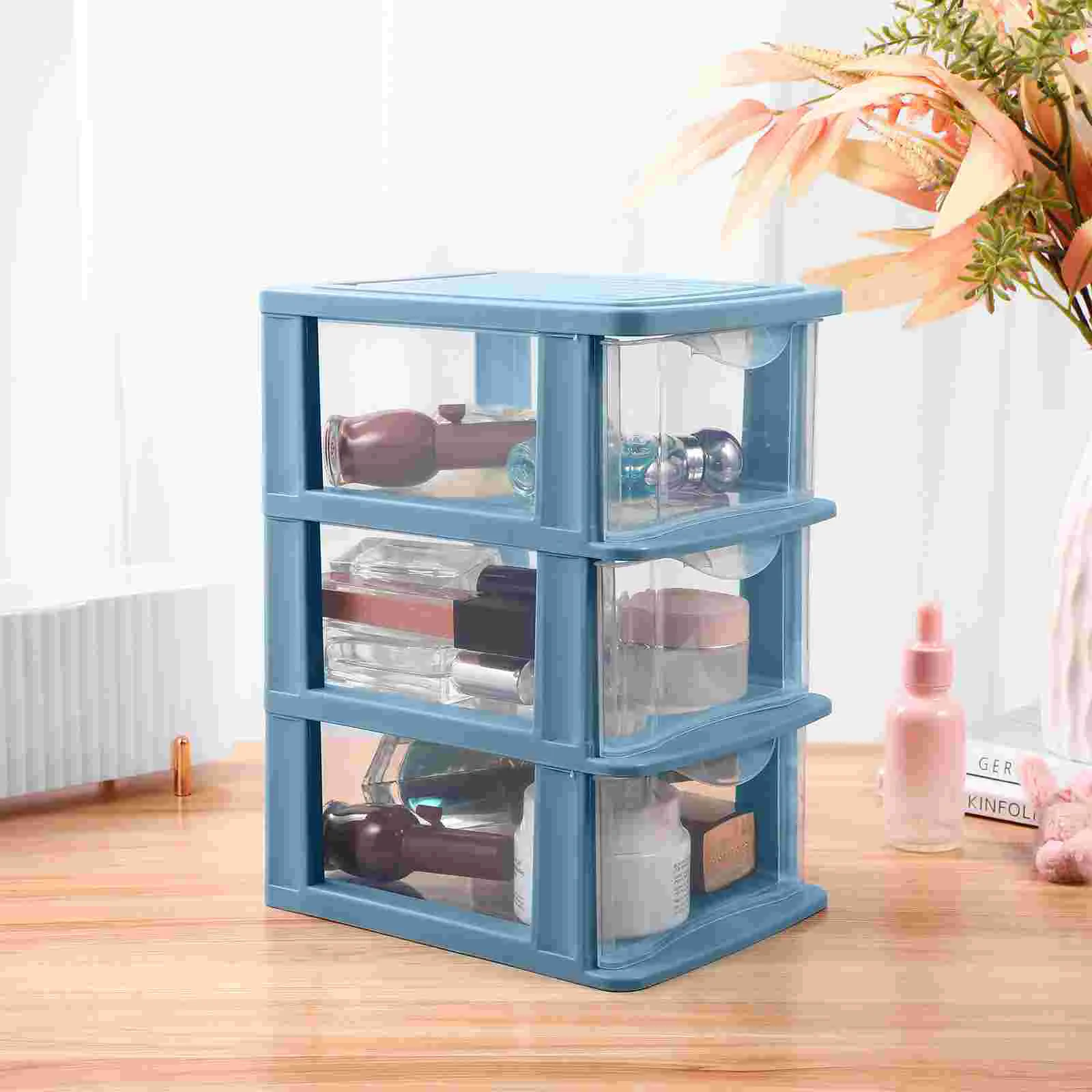 Shelf Storage Box Drawer Plastic Small Drawers Desk Container for Stationery Blue Organizer Pp Drawer-type Closet