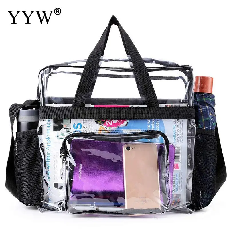 Unisex Large Capacity Transparent PVC Traveling Handbag Portable Waterproof Makeup Storage Bag Shoulder Women Toiletry Tote Bag