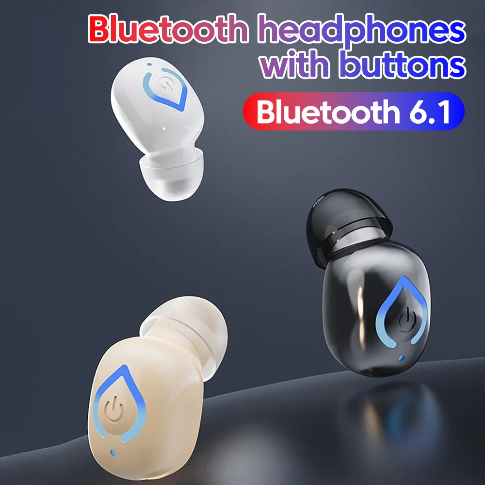BT 6.1 Wireless Mini Single Earbud With Mic Invisible Earbud IPX3 Waterproof In-Ear Sports Headphone for Home & Office