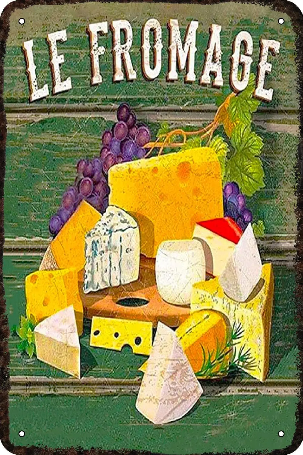 Le Fromage Vintage Metal tin Sign Funny Art Wall Decorations for Home Man Cave Bedroom Bar Bathroom 8x12 Inch