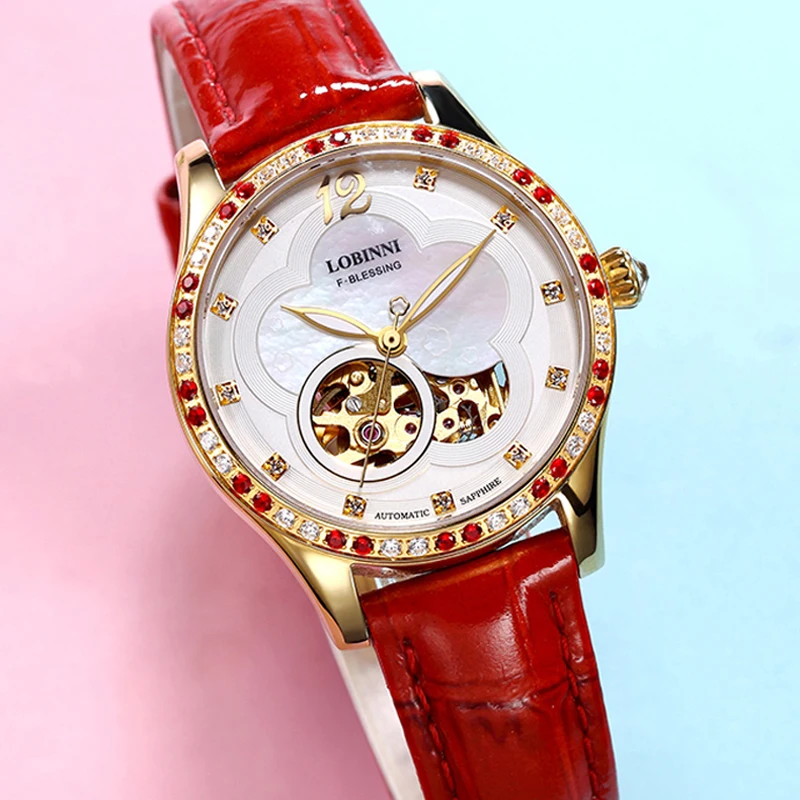 LOBINNI 2022 reloj de lujo para mujer movimiento MIYOTA relojes mecánicos automáticos esfera de nácar relojes de cristal de zafiro para mujer