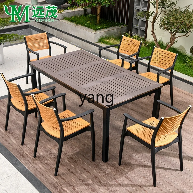 Lmm outdoor tables and chairs courtyard simple outdoor Internet celebrity light luxury tea table terrace