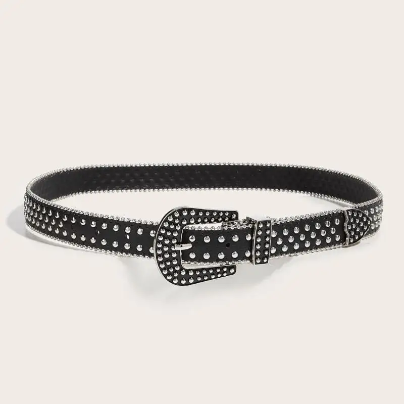 

39BB Rivet Studded Pin Buckle Belt for Jeans Pants PU Waist Belt Subcultures Sweater Belt Hot Girl Belt Clothing Accessory