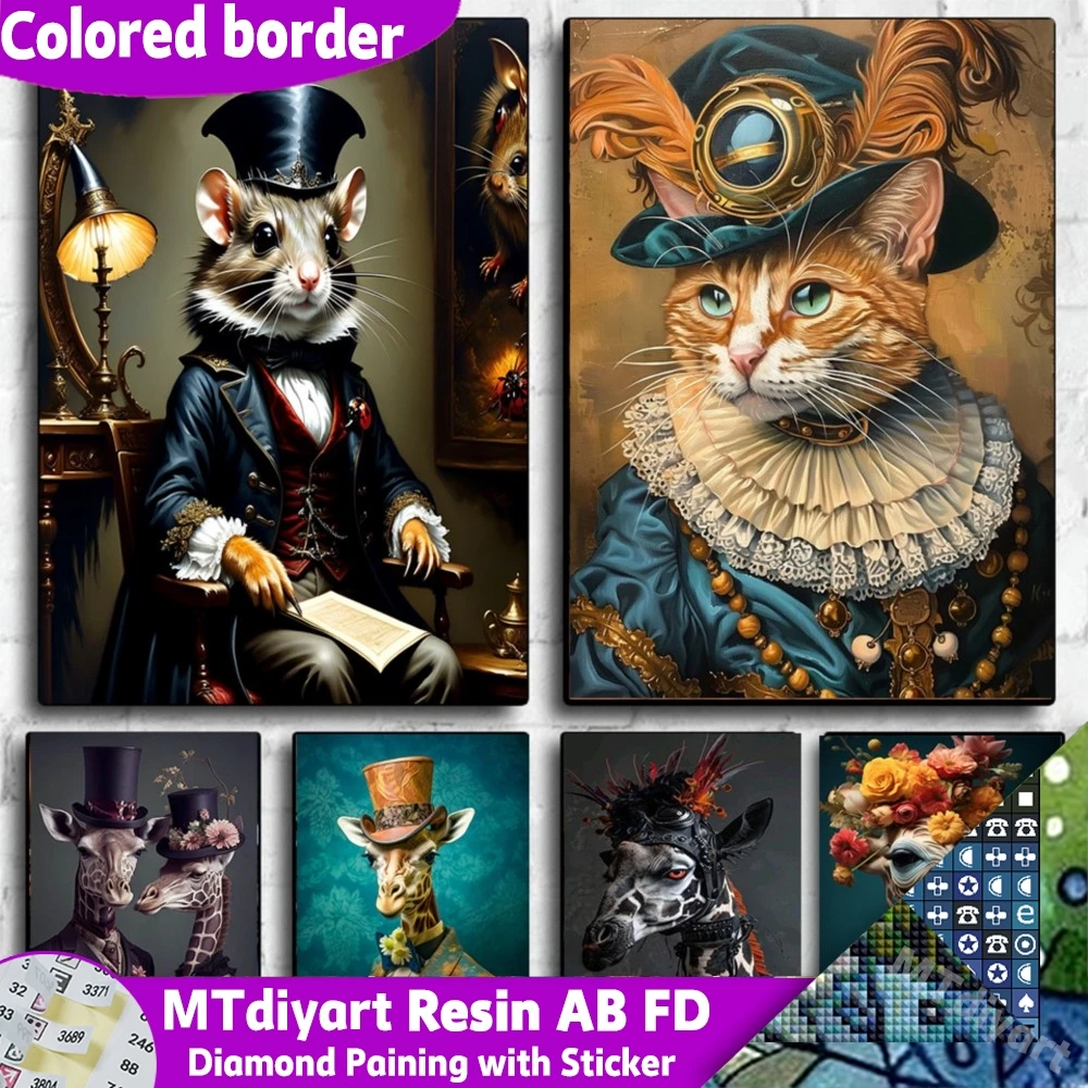 

New Arrival Hat Cats Diy AB FD Resin Diamond Painting With Symbol Stickers Printed Canvas Border Raccoon Animals For Home Decor