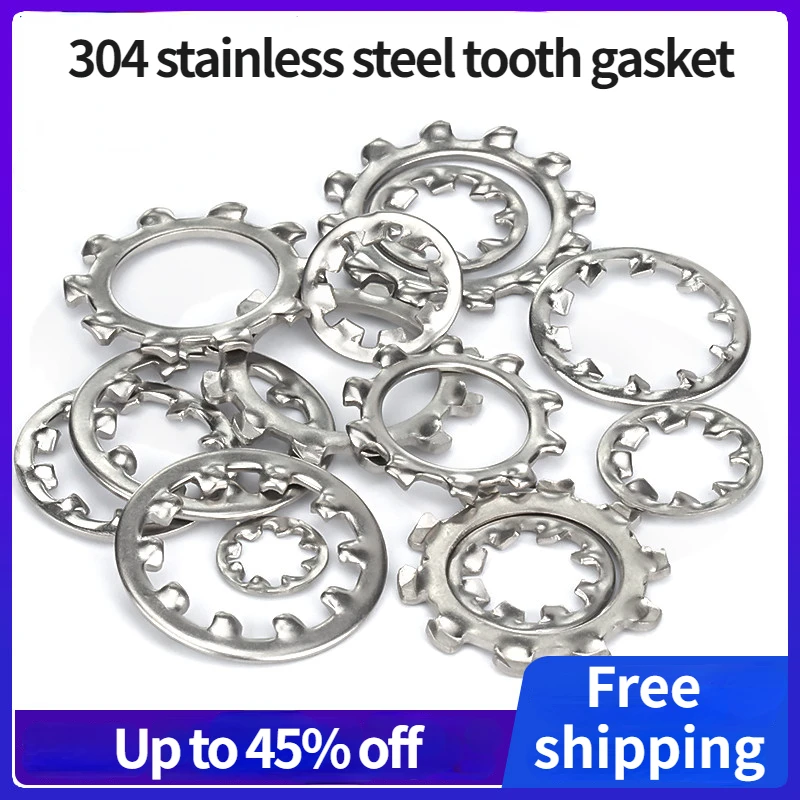 

304 Stainless Steel Toothed Washer External Tooth Internal Tooth Anti-skid Gasket Chrysanthemum Meson Flat tooth Locking Stop Wa