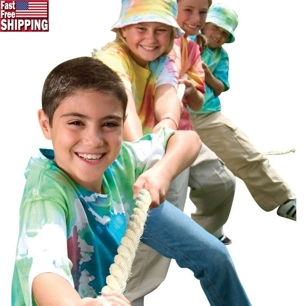 100ft Tug of War Rope Heavy Duty Manila Rope Outdoor Team Games Family Fun Gross Motor Activity 12 Players