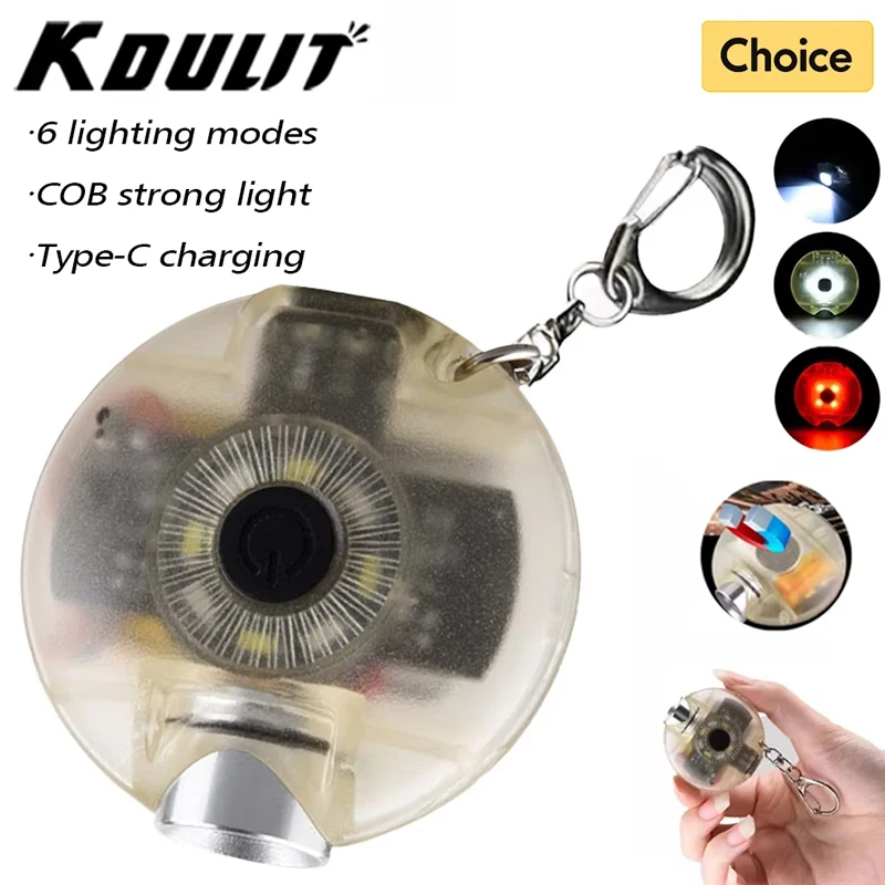 سلسلة مفاتيح صغيرة مصباح يدوي جيب مفتاح الشعلة USB قابلة للشحن متعددة الوظائف مقاوم للماء الفلورسنت المغناطيسي تحذير التخييم مصباح