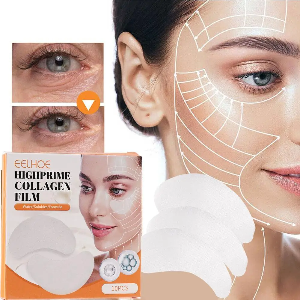 10Pairs Collagen Eye Mask Fade Dark Circles Anti Aging Wrinkle Firming Lifting Collagen Soluble Film Skin Care