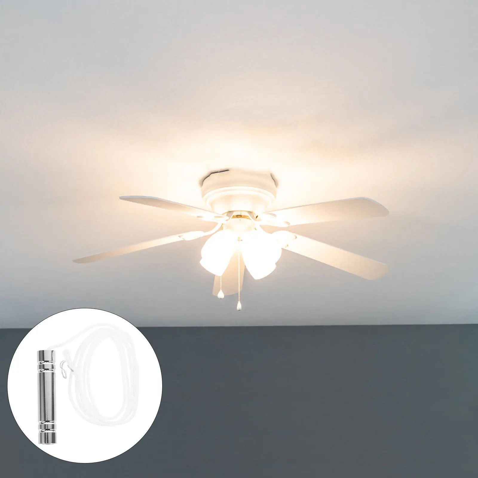 

2Pcs Rope Pendant Pull Cord Handle for Bathroom Light Fan Toilet Shower Ceiling Lamp - Sturdy White Rope Light Chain Pull String