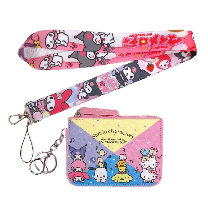

Hello Kitty Wallet for Girls Sanrio Family Coin Purses Kuromi Card Holder Melody Coin Pouch Cartoon Printed Clutch Case PU