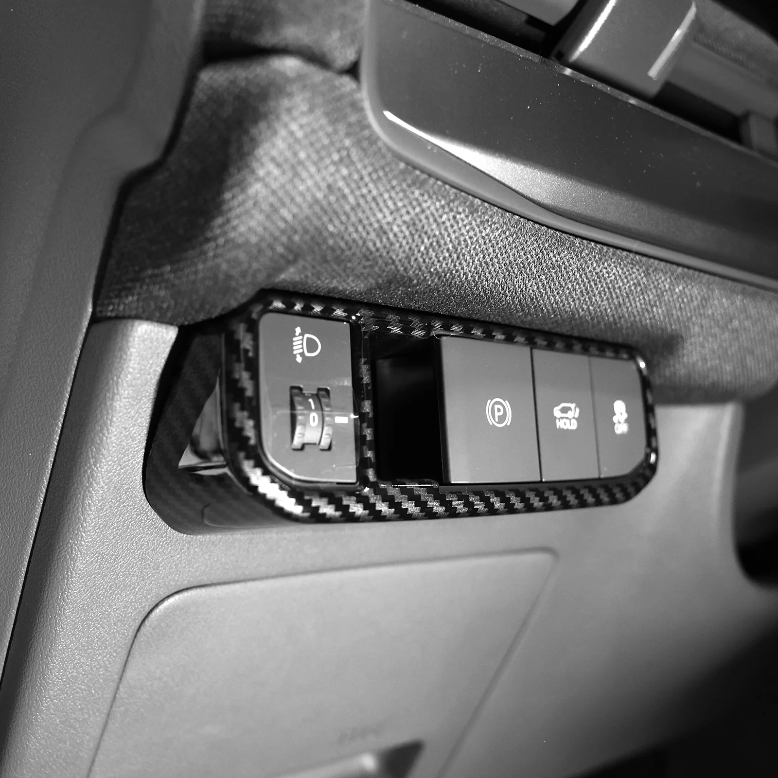 For Kia EV3 Carbon Fiber Wood Grain Style Headlight Lamp Light Button Cover Frame Trim Car Interior Decoration